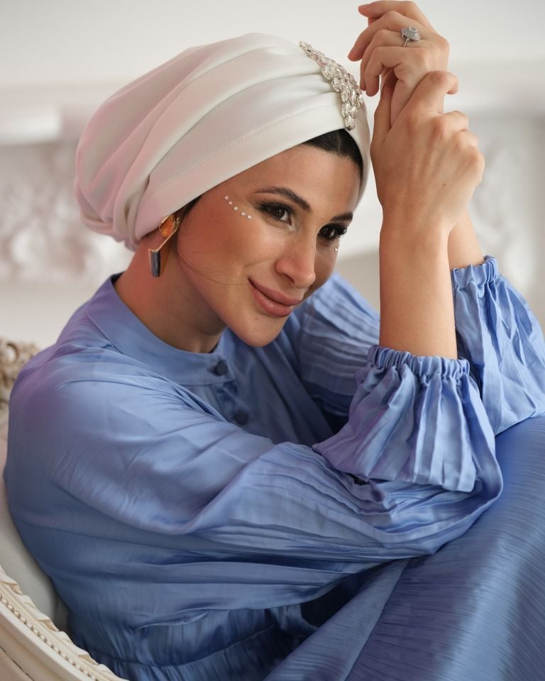 Taşlı Bone Rosa Beyaz