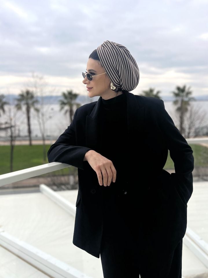 Çizzgi Bone Kahverengi