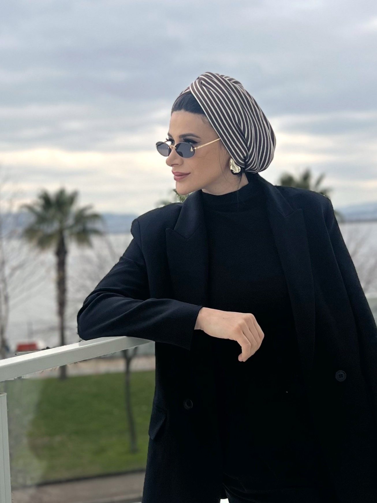 Çizzgi Bone Kahverengi