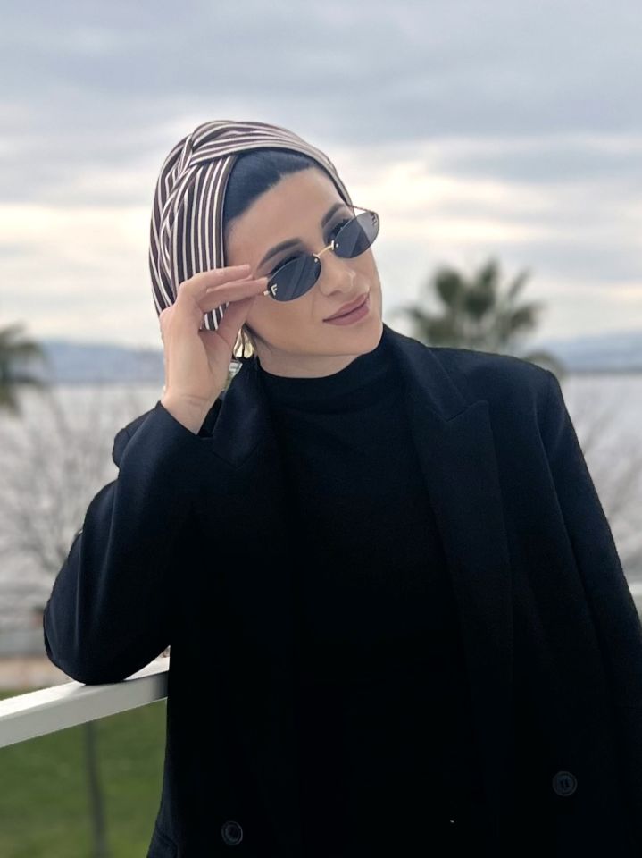 Çizzgi Bone Kahverengi