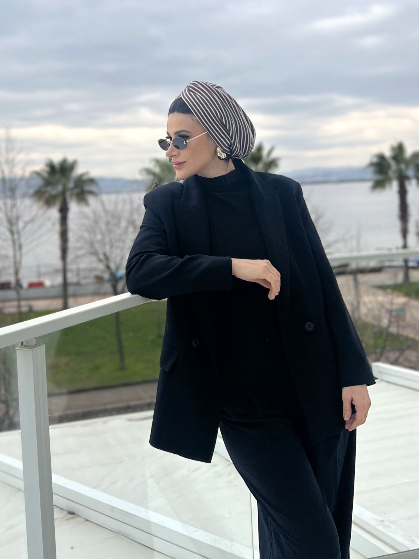 Çizzgi Bone Kahverengi