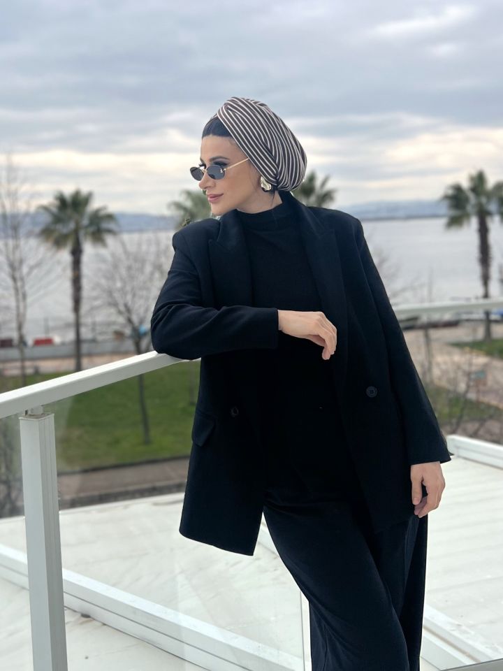 Çizzgi Bone Kahverengi