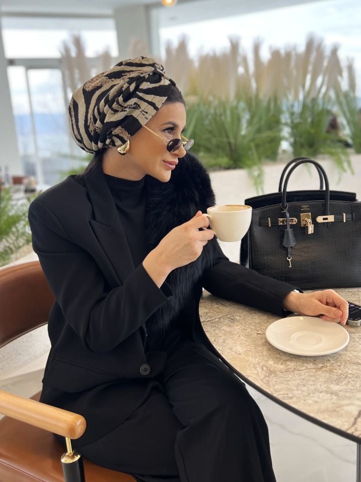 Roaa Bone Triko Dokulu / Kahve-Siyah Tonlar