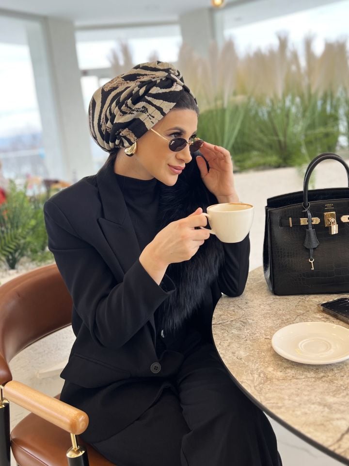 Roaa Bone Triko Dokulu / Kahve-Siyah Tonlar