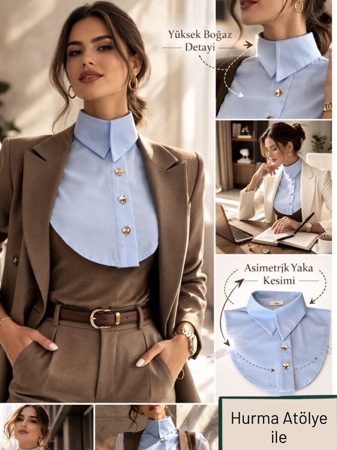 Dik Duran Asimetrik Cool Yakalık